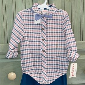 Cat & Jack 12 Month Plaid Bow Tie Easter Outfit